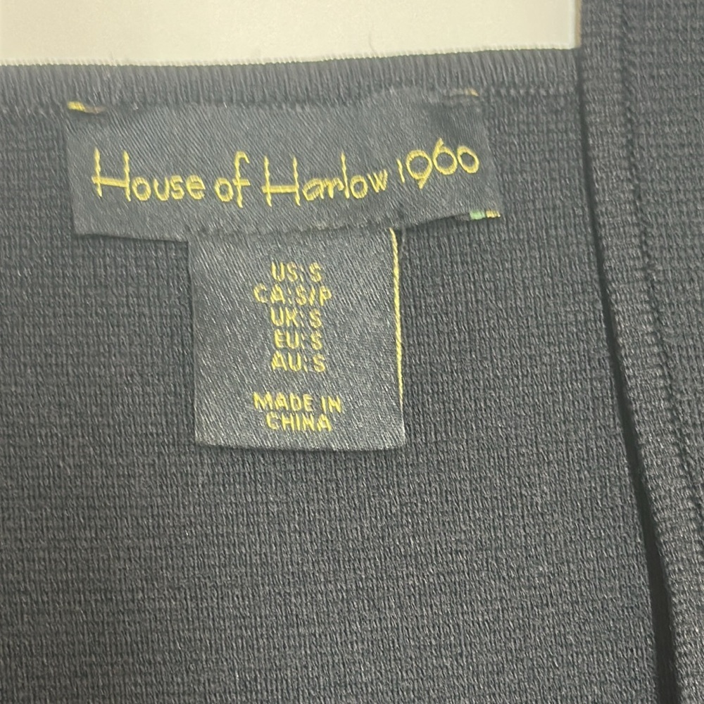 House of Harlow 1960 Bodycon Scoop Neck Knit Chiffon Sleeve Black Cocktail Dress - Picture 8 of 15